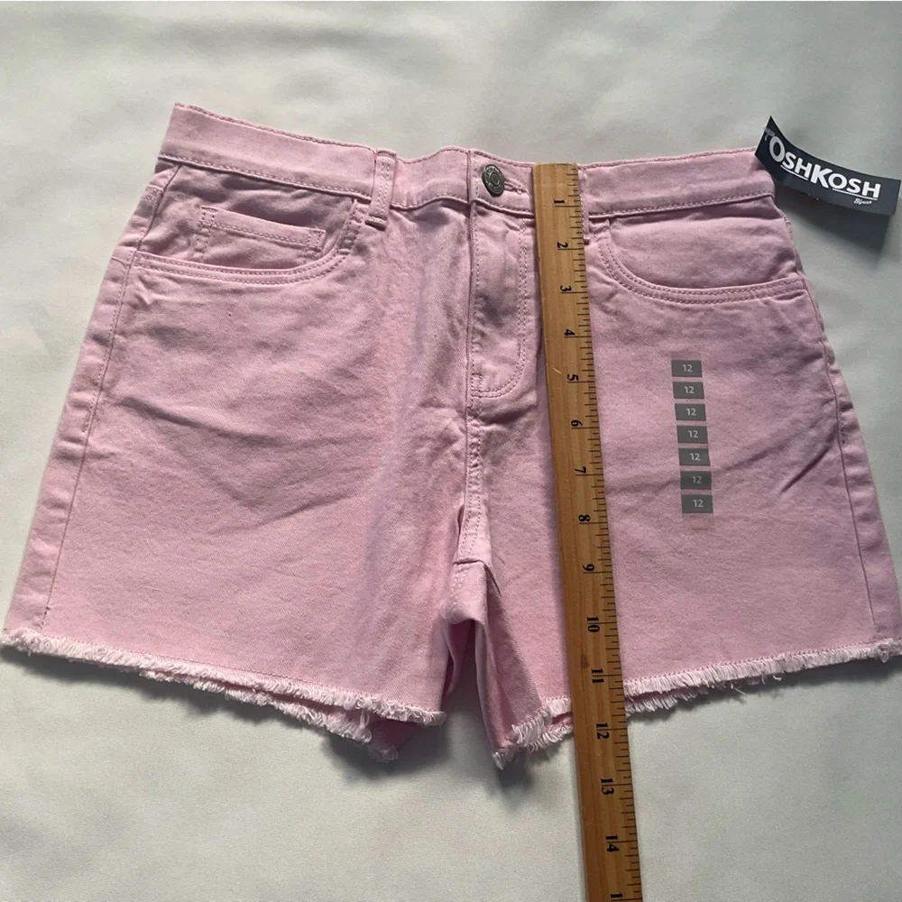 OshKosh B'gosh Pink Jean Shorts Raw Hem Girls Size 12‎